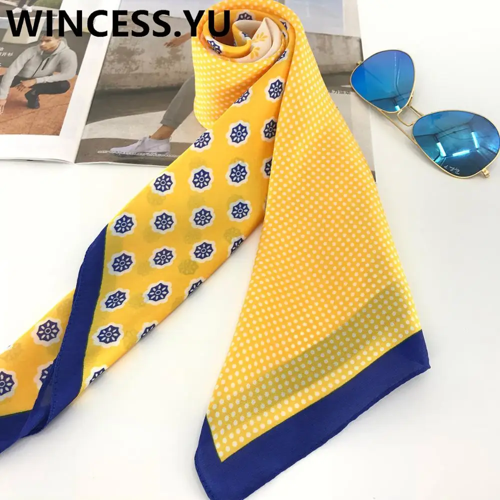 Женский атласный квадратный шарф в горошек 70 Х70 см|Женские шарфы| |