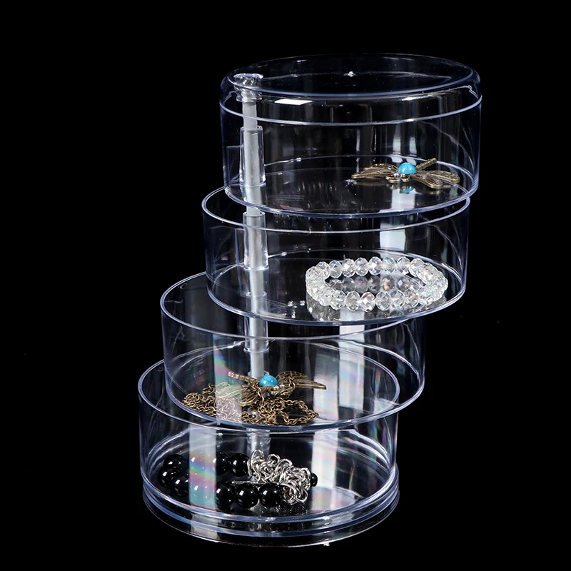 

4 Layers Rotatable Jewelry Box New Fashion Jewelry Organizer Earrings Ring Storage Box Cosmetics Beauty Container