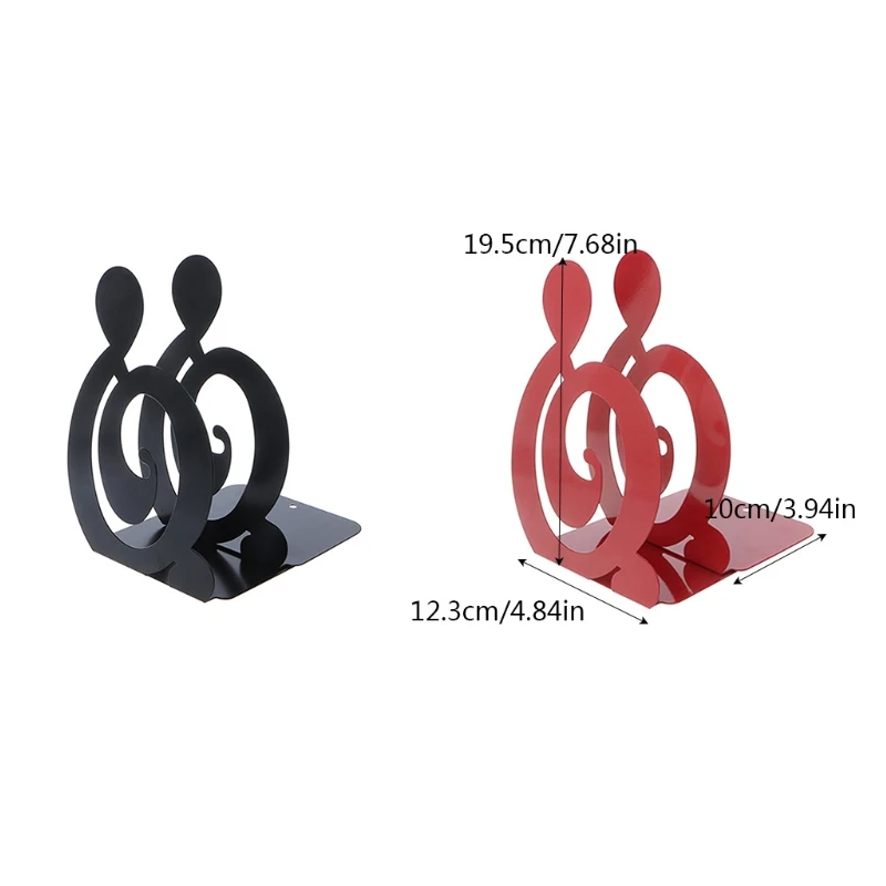 

Musical Note Metal Bookends Iron Support Holder Desk Stands For Books