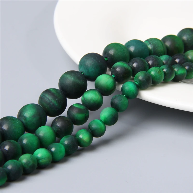 Женское ювелирное изделие зеленые круглые бусины в виде Тигрового Глаза |