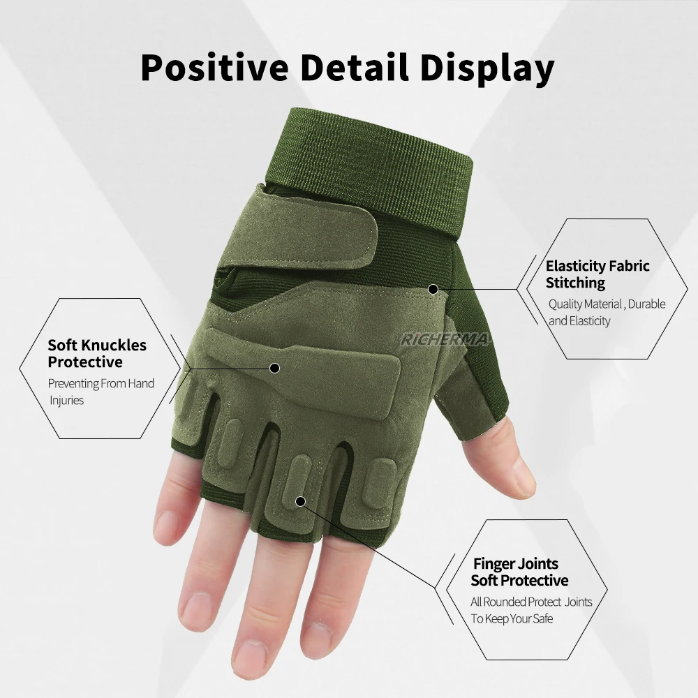 Зеленые мотоциклетные перчатки для мужчин спортивные без пальцев фитнеса