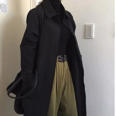 Новый маленький японский Отдел лацканы средней длины тонкий плащ