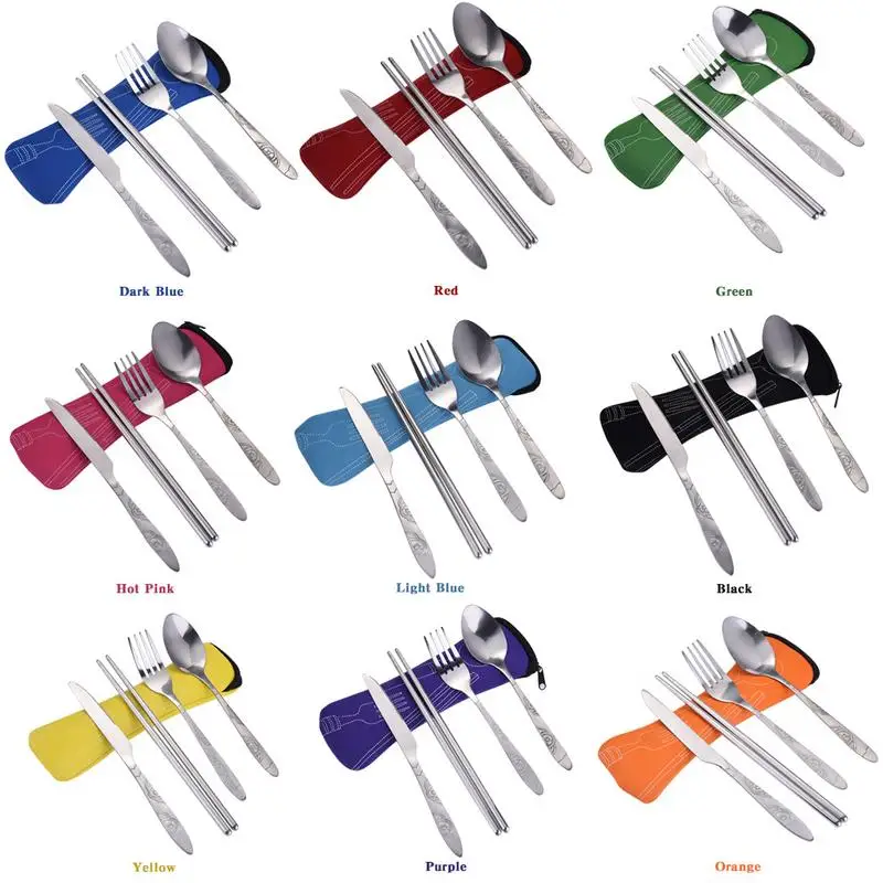 Вилка ложка из нержавеющей стали набор палочек для еды путешествия Кемпинг