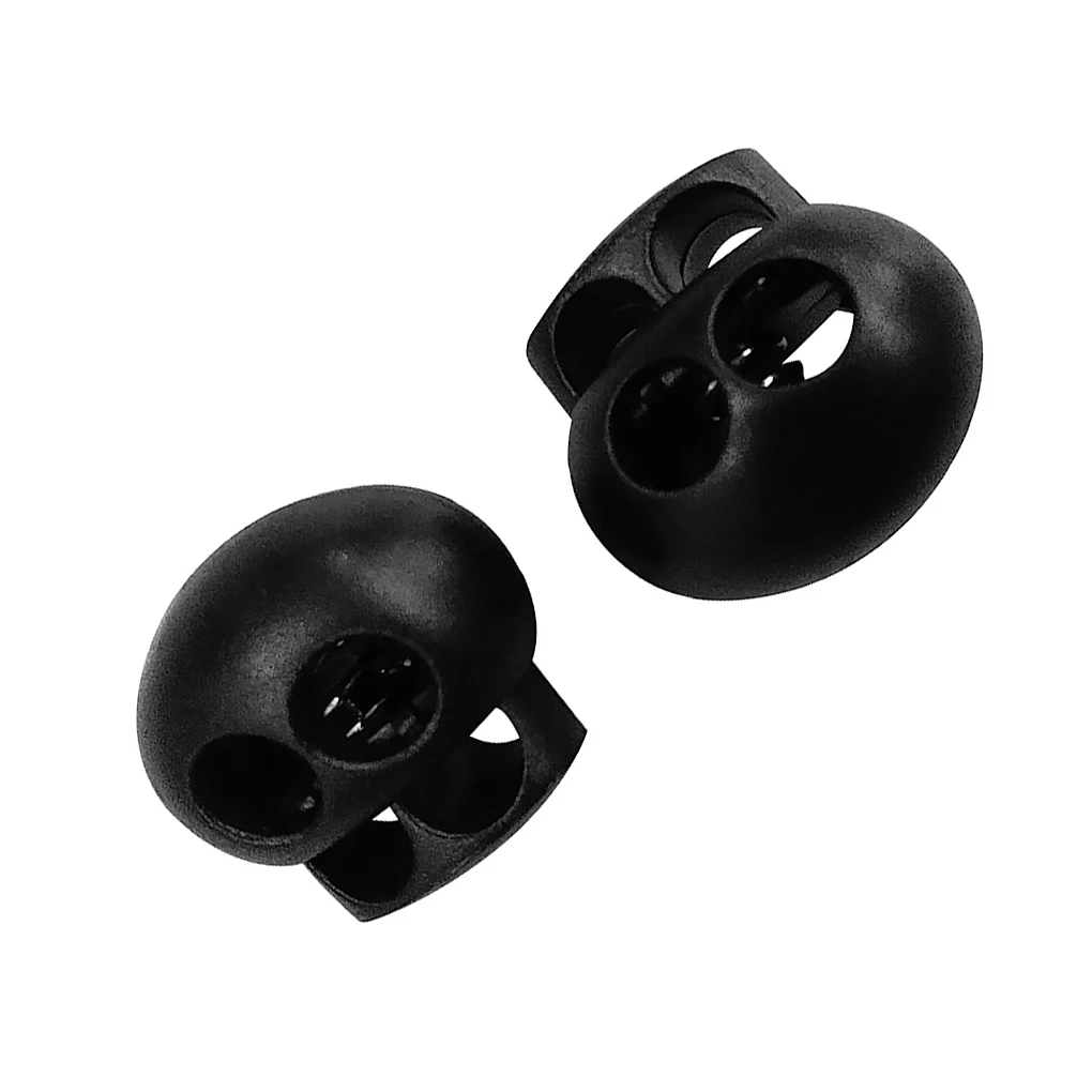 

10pcs Plastic Cord Stopper Dual Holes Clothes Pants DIY Crafting Toggle Clip Spring Clasp Rope Lock