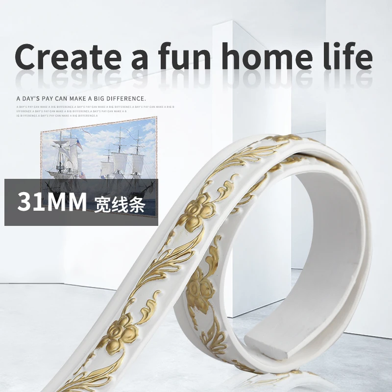 

Simple PVC Decorative Soft Lines Mirror Door Frame Background Wall Decor Border Wall Sticker Self Adhesive Interior Decoration