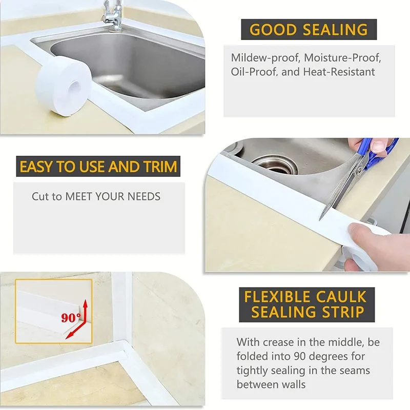 Bathroom Adhesive Tape PVC Sealant Sink Self Wall Kitchen Crack Corner Waterproof Stove Bathtub Strip Sticker | Дом и сад
