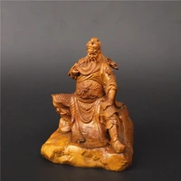10cm wood guan gong sculpture dynasty warriors guan yu vintage buddha statue craft home decoration figure wood miniature