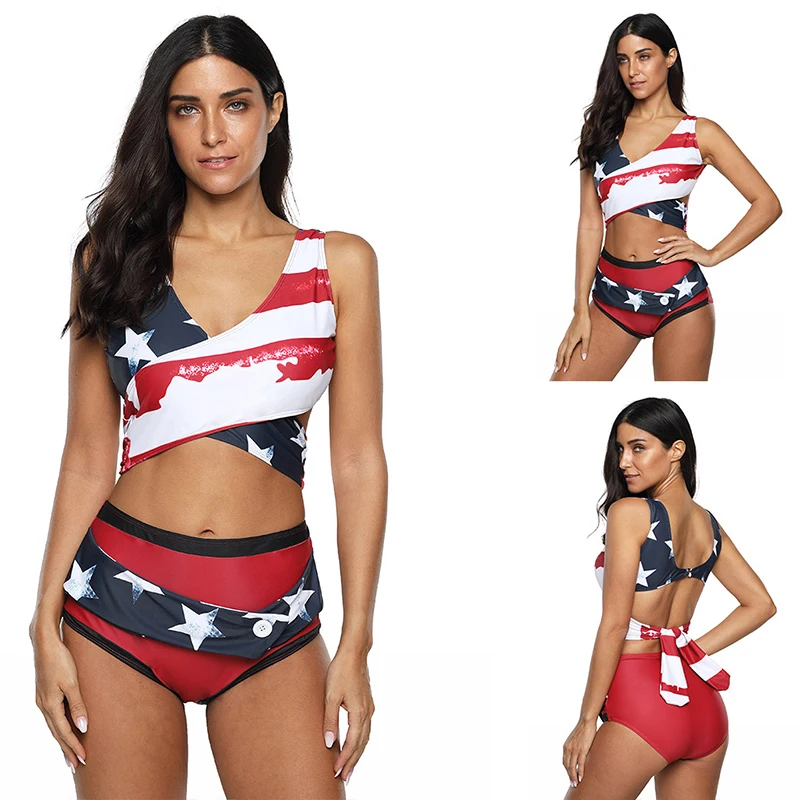 

Plus Size Bikini Set Women's Big Breasts High Waist Swimming Sexy Push Up Two Piece Set Bikini Beach Two Piece Swimsuit S-5xl