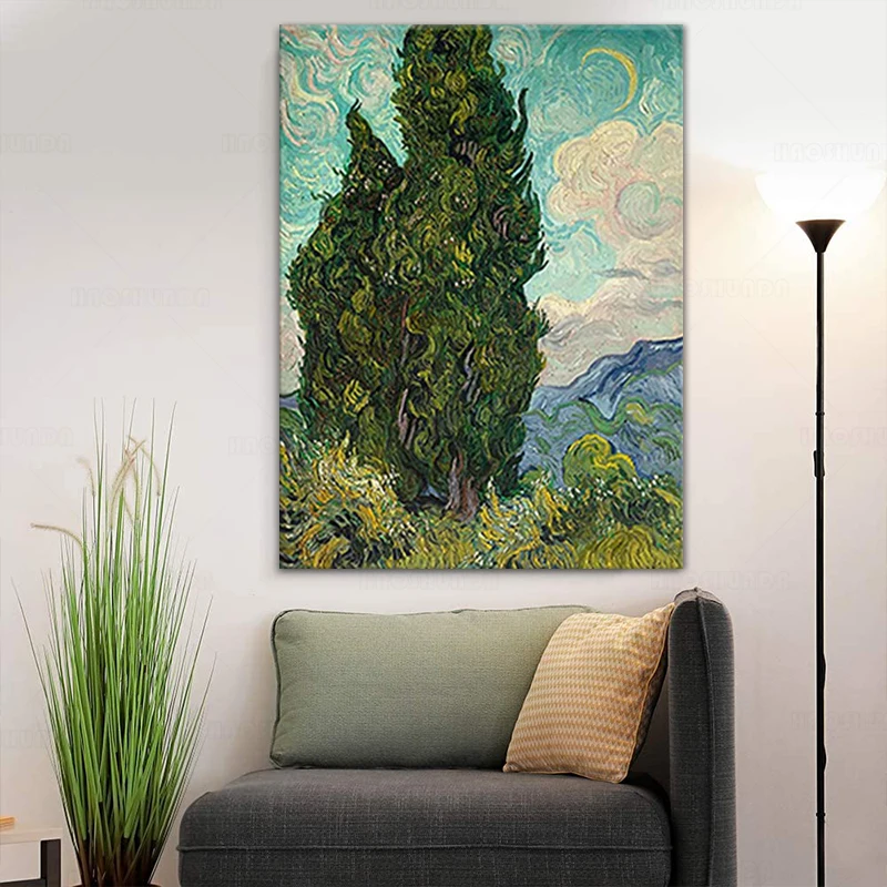 

Настенная Картина на холсте Ван Гога, зеленое дерево, картина для домашнего декора, абстрактный лес, пейзаж Artwo