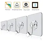 Настенные прозрачные крючки, прочные, самоклеящиеся, водонепроницаемые, маслостойкие, многоразовые, бесшовные, для кухни и ванной