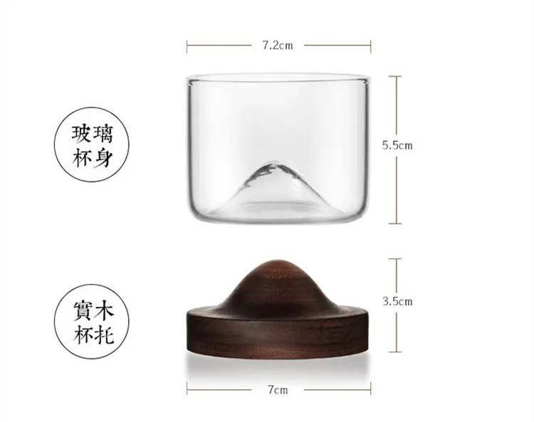 

Creative Whiskey Glass Wine Home Bar Utensils Water Cup Dinkware Wooden Base