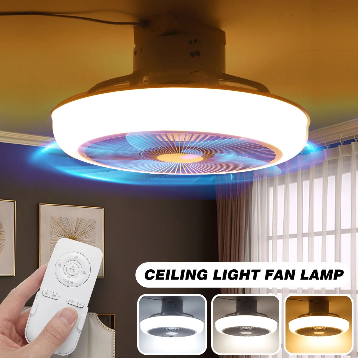 

46cm 220V Modern Smart Ceiling Fan Light LED Remote Control Lighting Bedroom Mute 3-Wind Adjustable Speed Dimmable Fan Lamp
