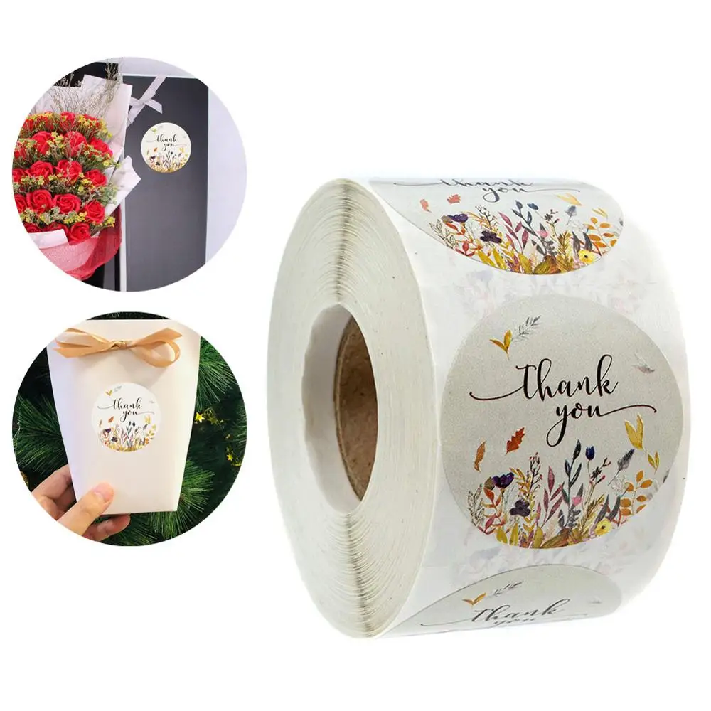 

500pcs Round Floral Thank You Stickers 1inch for Wedding Favors and Party Handmade Stickers Envelope Seal Stationery Sticker