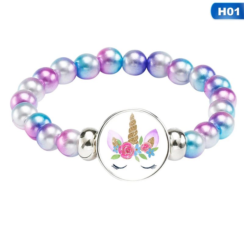 Модные браслеты с бусинами в виде единорога диаметром 18 мм бриллиантовые