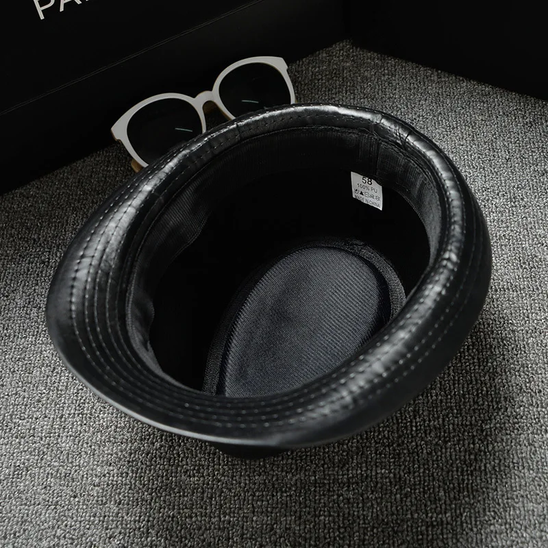 Кепка из ПУ кожи для женщин и мужчин модная пляжная Панама от солнца с широкими