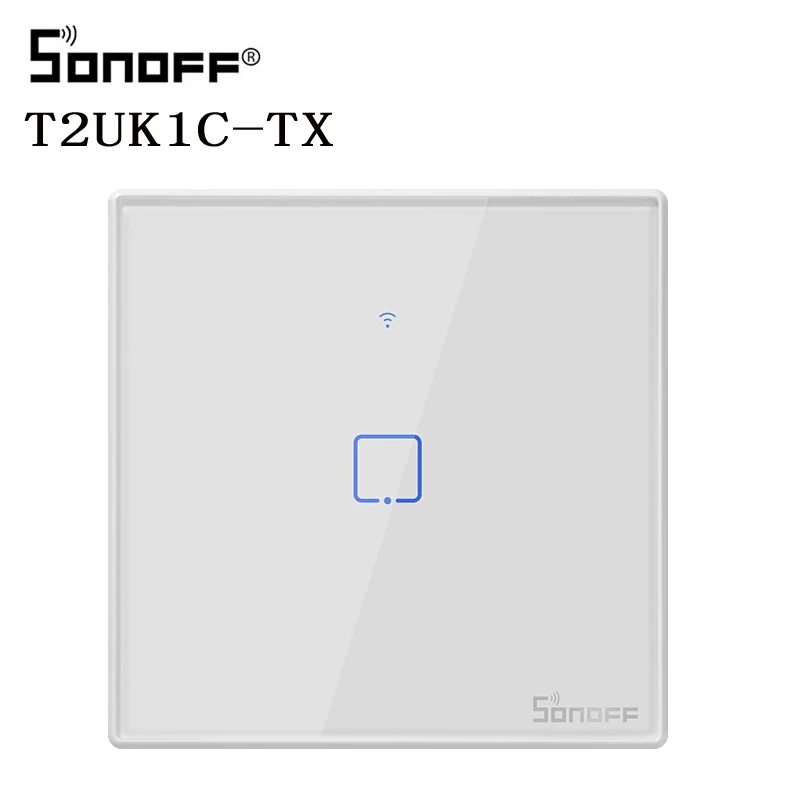 Интеллектуальный выключатель света SONOFF T2/T3 EU/UK TX 1/2/3 Gang Смарт Wi-Fi Сенсорный настенный выключатель света Умный дом 433 RF/Голосовое управление/приложение Управление - Цвет: T2 UK 1C