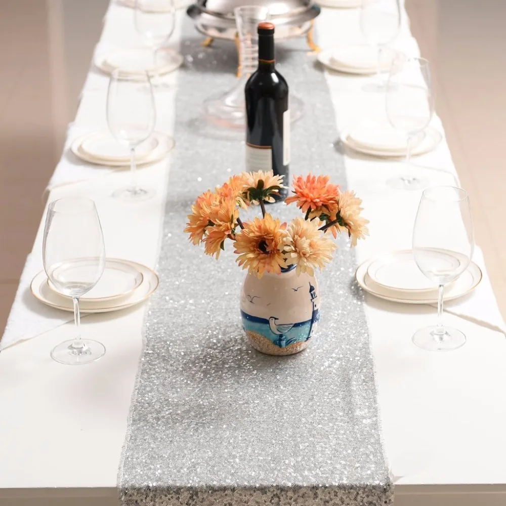 NICETOWN 1pc Table Runner Luxury Glitter Sparkling for Party Wedding Banquet Decoration Christmas Decorations Home | Дом и сад