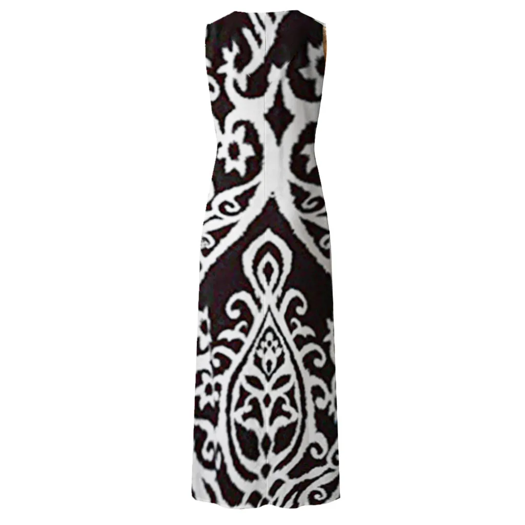 

2021 Hot Women Sleeveless Print V-neck Dress Maxi Dress Summer Party Cami Dress With Pockets Sexy Fashion Dresses Robe Femme t