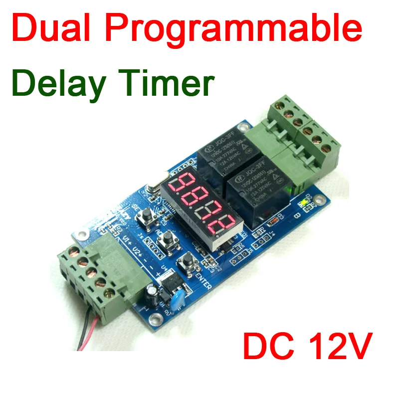 Digital LED Dual Programmable Relay PLC Board Cycle switch Controller / Delay Timer Voltage Detect control DC 12V Battery charge |