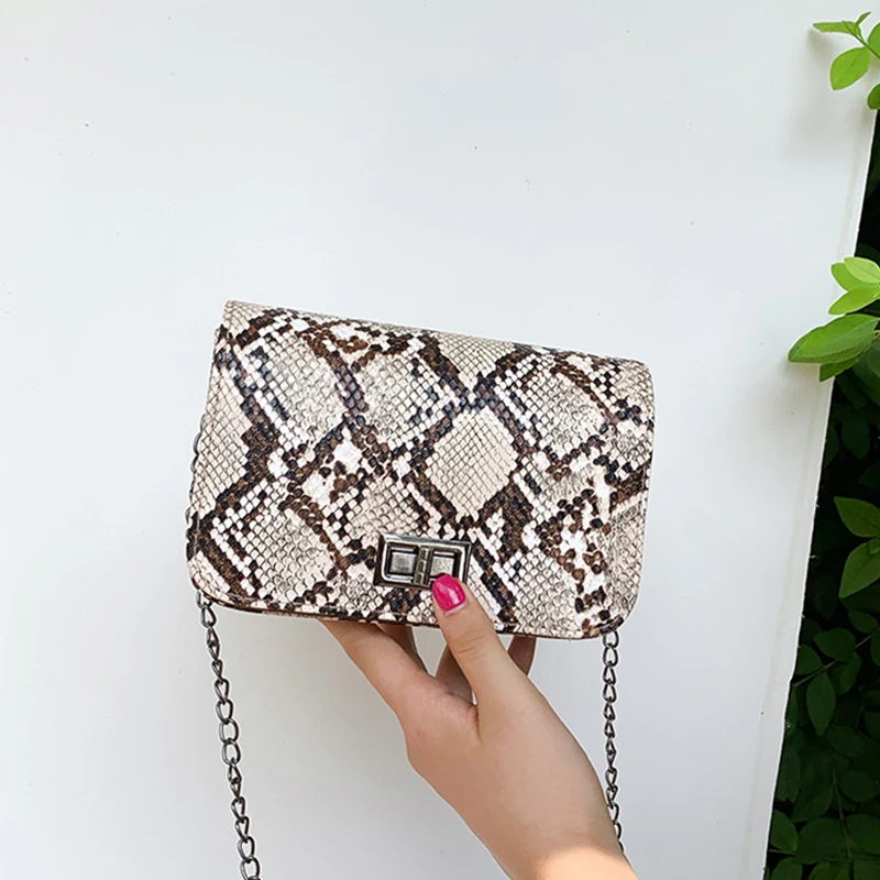 

Luxury Handbags Women Bags Designer Serpentine Small Square Crossbody Bags Wild Girls Snake Print Shoulder Messenger Bag