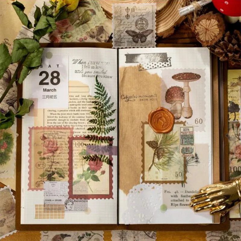 free shipping12packs/lot Wholesale Retro Stamp Sticker Pack Time Post Office Series Decorative Pretty Stickers | Канцтовары для