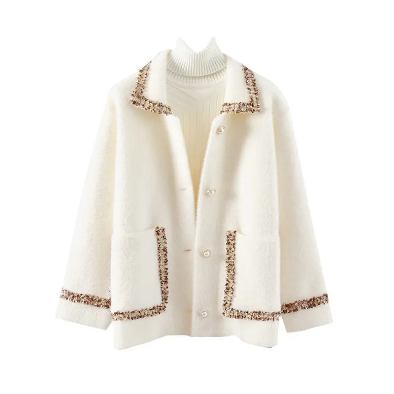 

Xiaoxiangfeng Coat WOMEN 'S Korean Version Loose Early Spring 2021 New Fashion Temperament Mink like Cashmere Knitted Sweater Ca