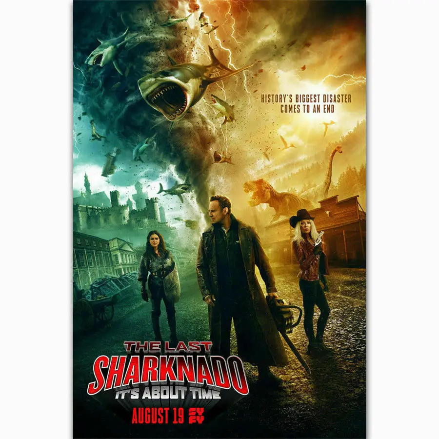 Последняя пленка Sharknado 2018 фильмы показывают время шелковая ткань яркая