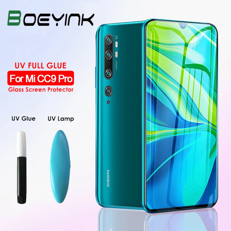 UV Sceen Protector For Xiaomi Mi CC9 Pro Mi 9 SE UV Liquid Glue Tempered Glass For Xiaomi redmi note 8 pro 8 8A 9t pro cc9 e a3