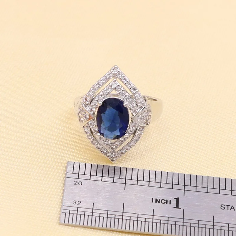 XUTAAYI Новое поступление 925 серебряный комплект ювелирных изделий для женщин синее