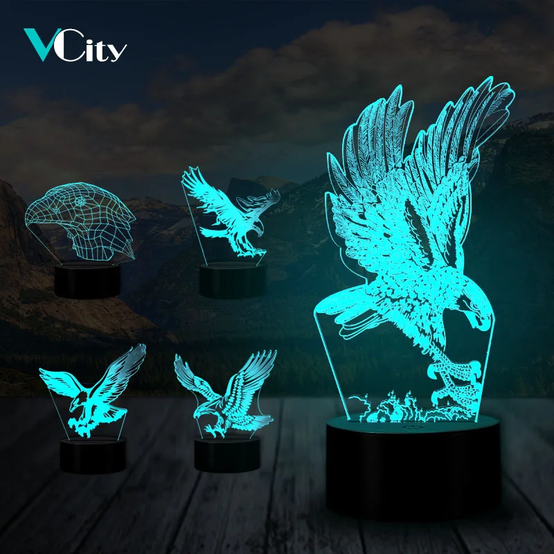 VCity 3D визуальный лампа в виде орла птица 7 цветов Ночная абстрактная живопись