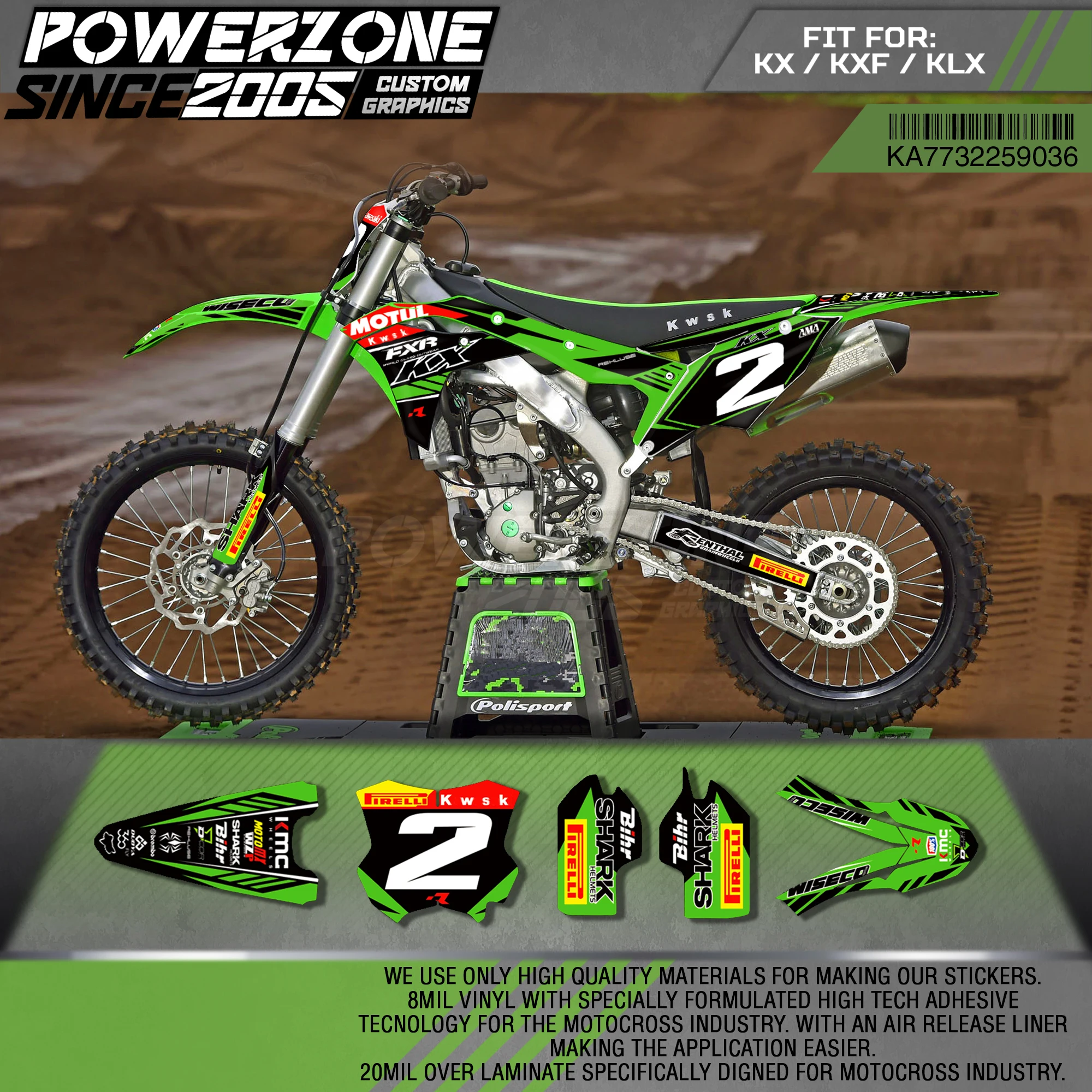 PowerZone Настраиваемые Графические наклейки команды Набор наклеек 3 м для Kawasaki