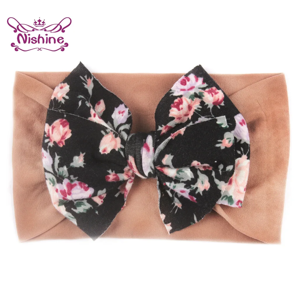 Эластичные Головные уборы Nishine с цветочным принтом для детей повязка на голову