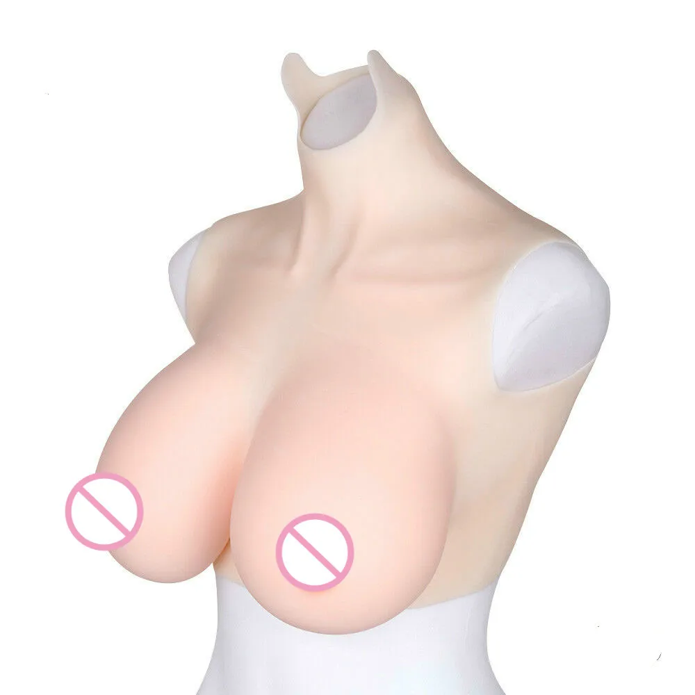 Halfbody Soft Silicone False Boobs Suit Crossdresser Drag Queen HH Cup Fake Breast Forms
