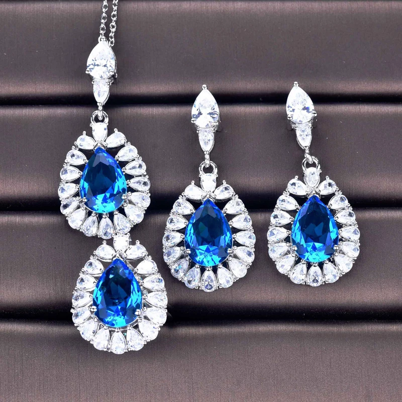 

Роскошное серебряное ювелирное изделие в европейском и американском стиле с фианитами класса ААА, ожерелье с подвеской в виде капли воды, В...