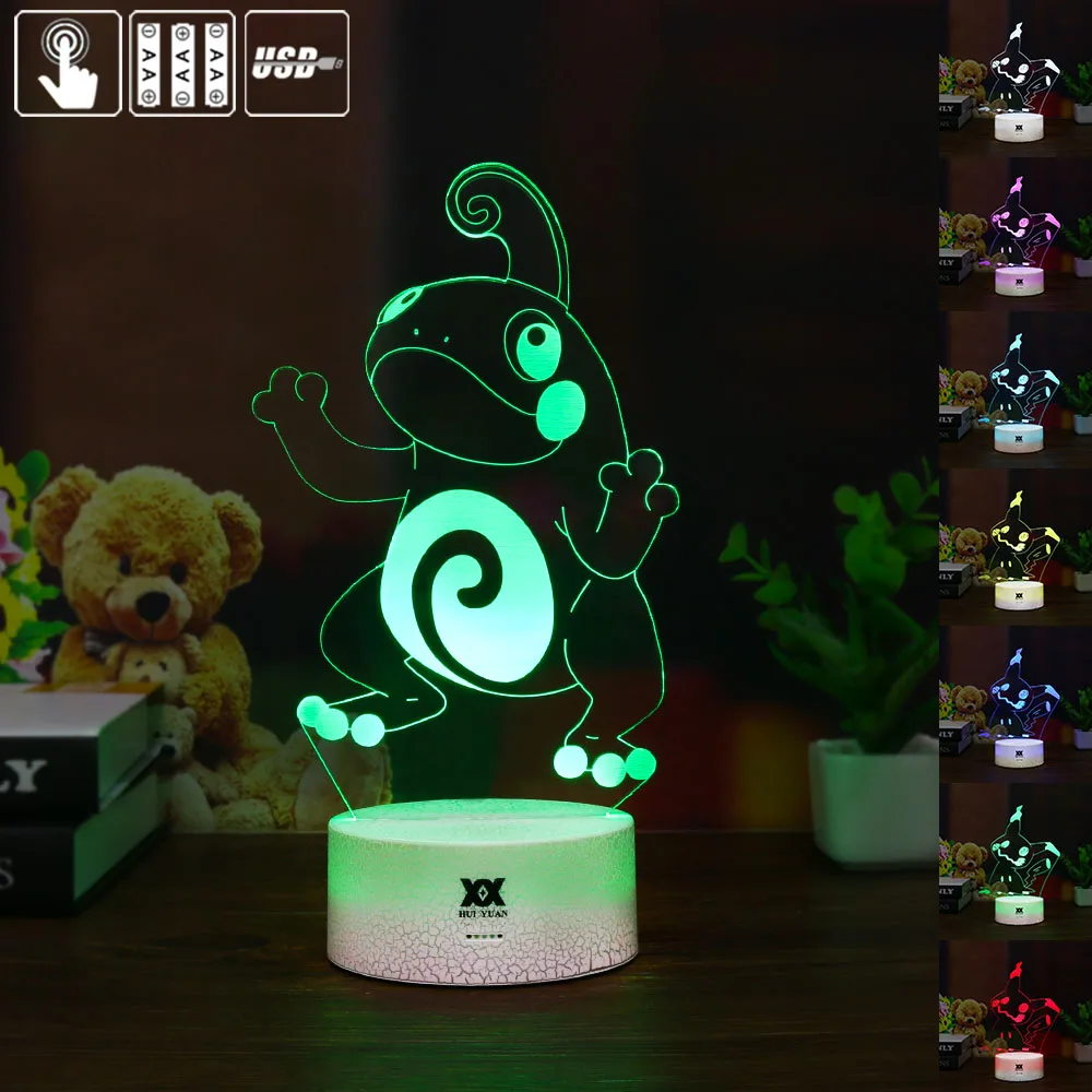 Politoed Новые свитера Pokemon Mimikyu/Хо-Oh/purrloin/Magikarp «Pokemon Go»; роликой/Rayquaza/prinplup/politoed/lugia мультфильм 3D светильник светодиодный Прохладный 7 видов цветов ночной Светильник - Цвет: Politoed