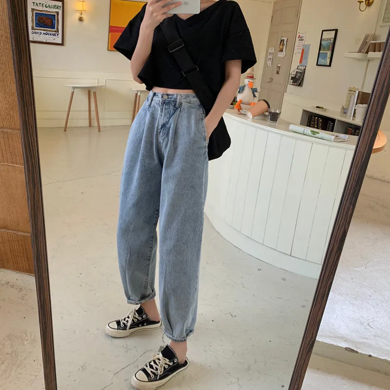 FINEWORDS штаны шаровары бойфренда корейские джинсы Для женщин с ослабленной