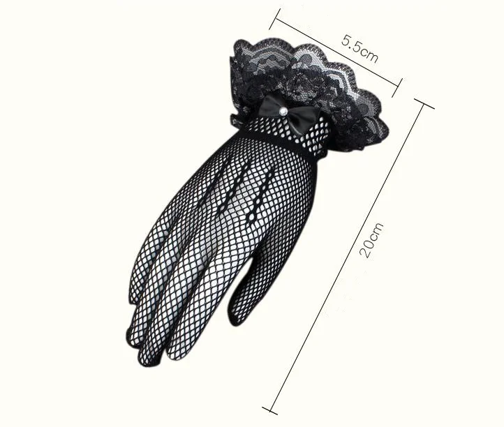 Новинка женские сетчатые ажурные перчатки пикантные кружевные с бантом на