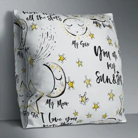 cute cartoon moon star double side print cushion cover polyester decorative for sofa seat soft throw pillow case cover 45x45cm
