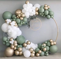 132pcs baby shower balloon garland arch kit olive green white gold latex air balloons pack for birthday party decor supplie