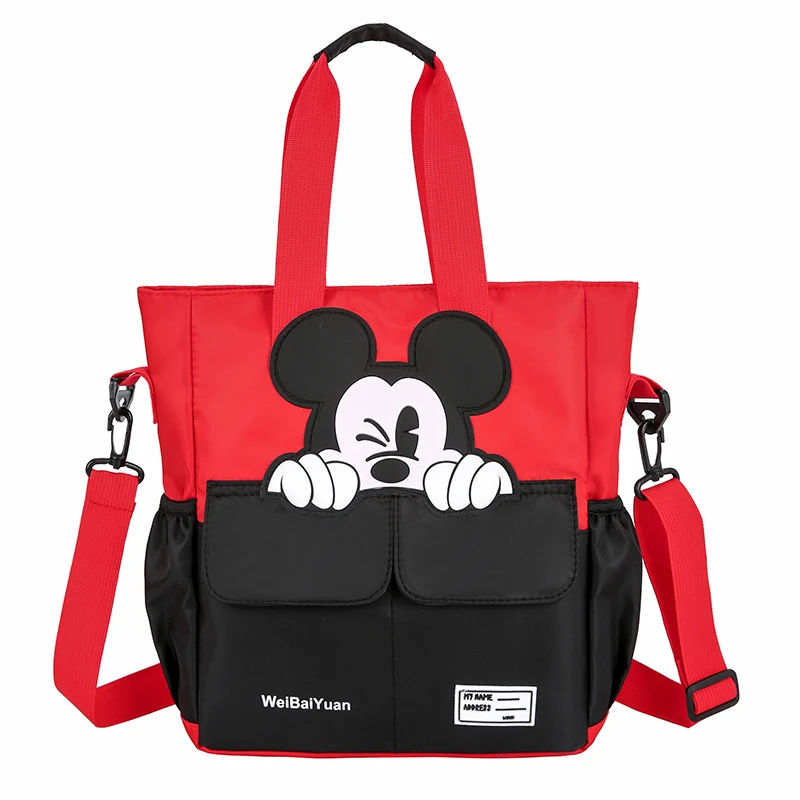 Disney Canvas Mickey Large-capacity Messenger Bag Student Tutoring Bag Tutoring Tote Bag Art Carrying Book Bag Shoulder Bag