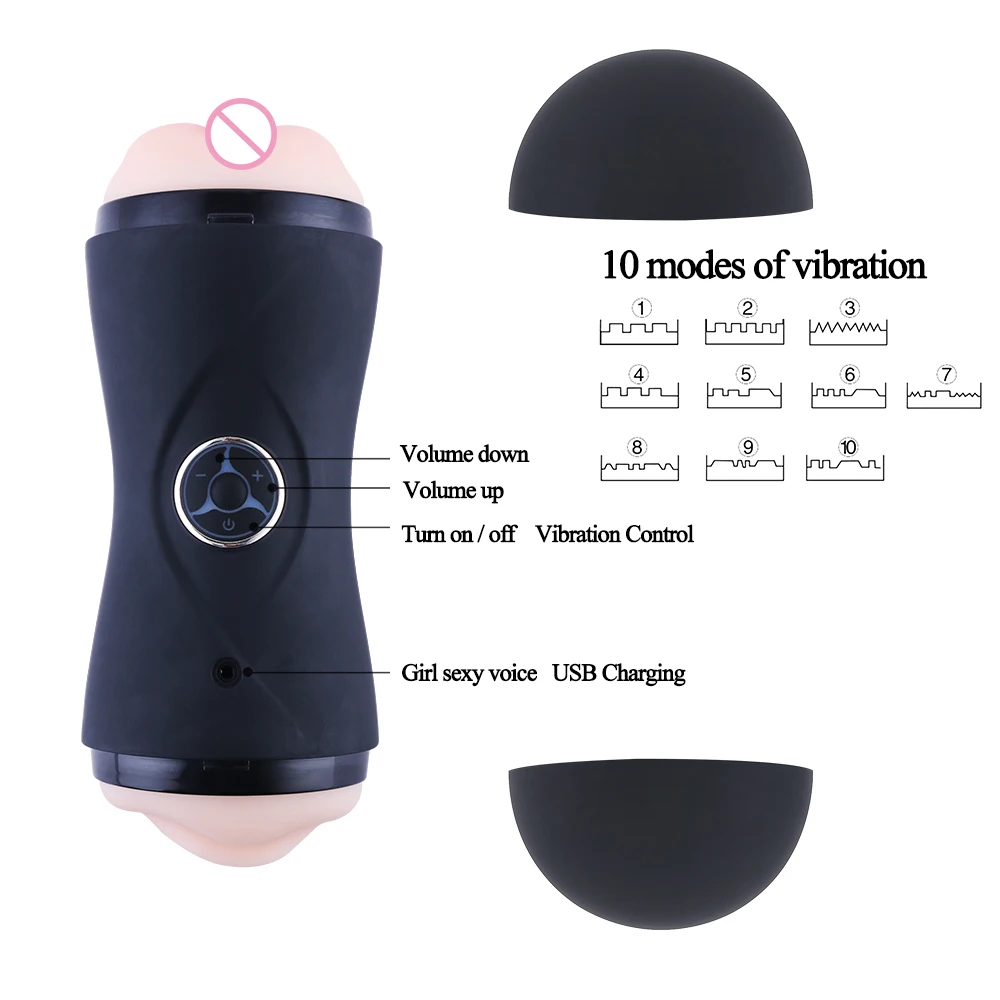 Hismith Вагина и рот мужской мастурбатор 10 Вибратор на несколько скоростей с