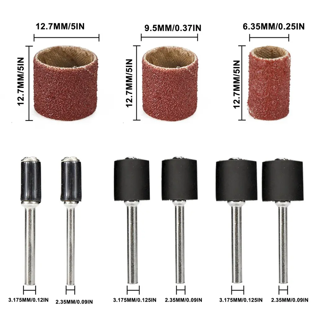 

384 Pieces Drum Sander Set Including 360 Pieces Nail Sanding Band Sleeves And 24 Pieces Drum Mandrels For Dremel Rotary Tool