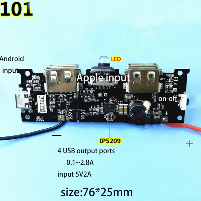 5V 2A Дополнительный внешний аккумулятор модуль плата питания для мобильных