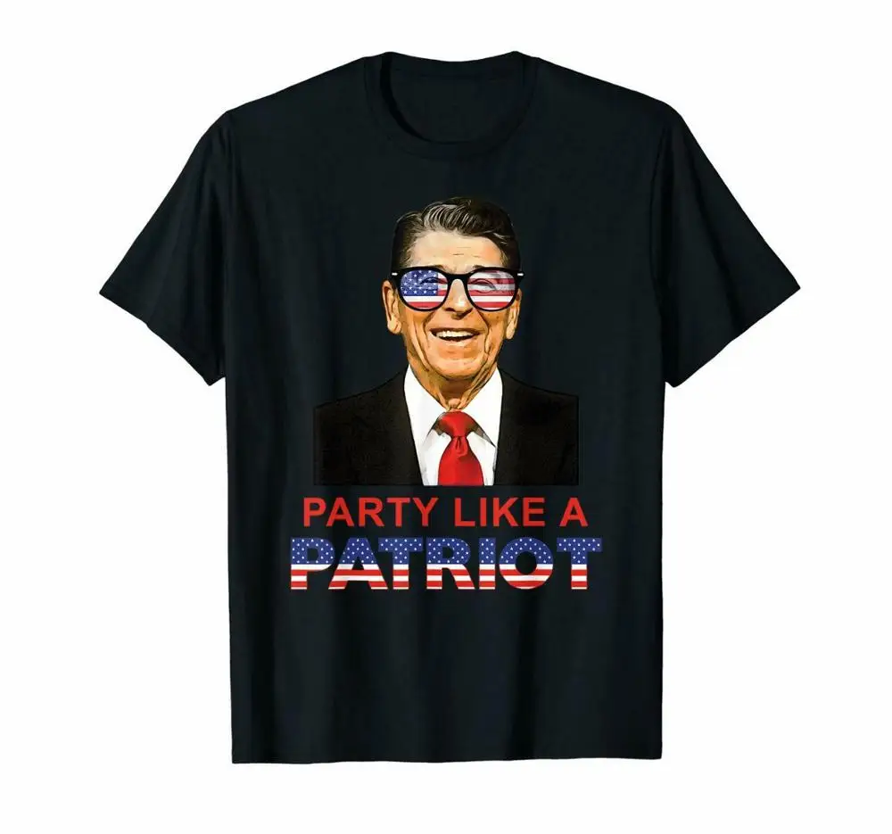 

Party Like A Patriot Ronald Reagan Sunglasses Usa T-shirts Tee US cotton trend