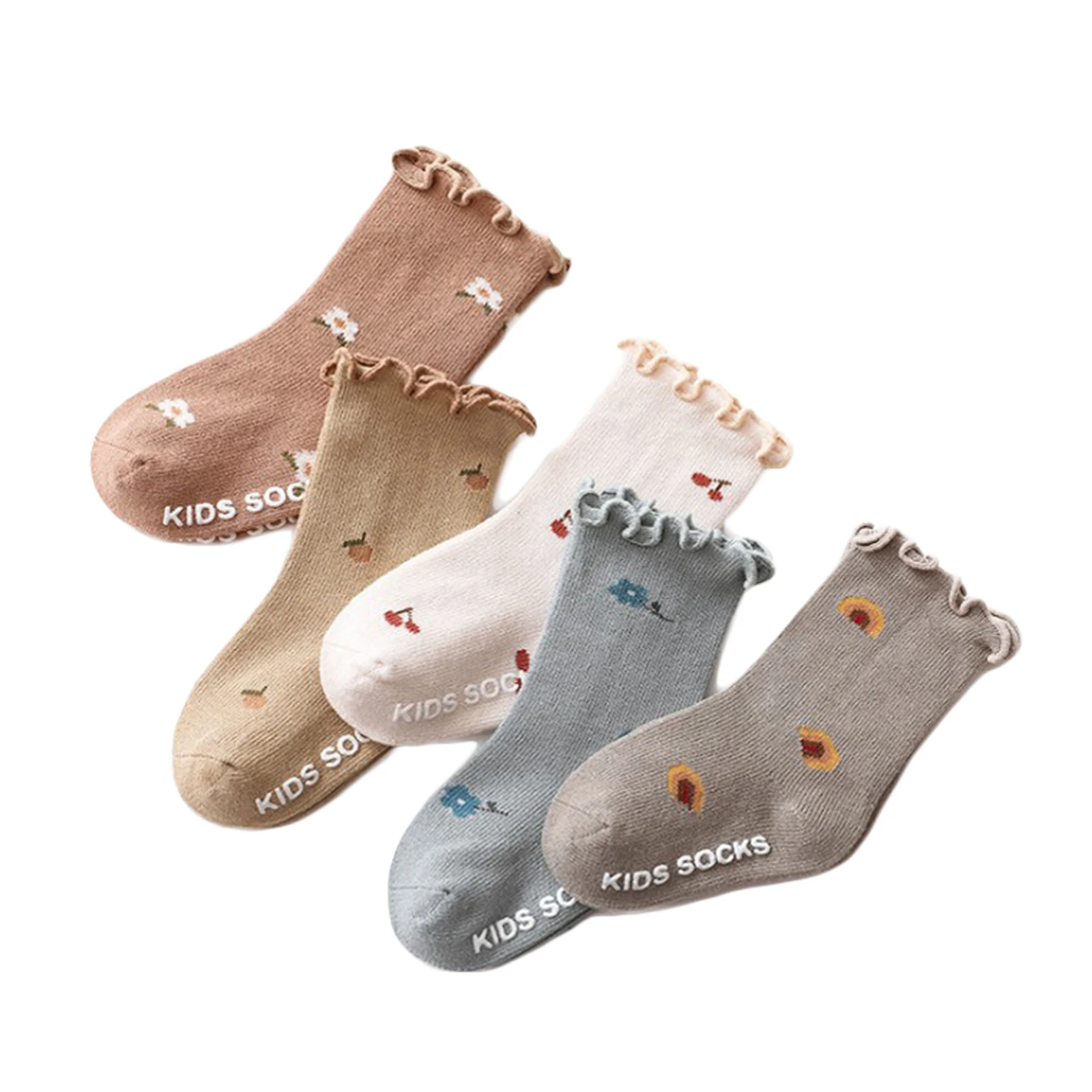 

Kids Cotton Socks Baby Floral Print Ruffled Stocking Medium Tube Comfortable Socks For Spring Autumn 0-3 Years