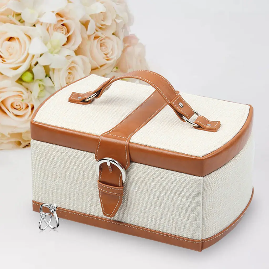 

Jewelry Box Women'S Mirror PU Leather Storage Case for Earrings Bracelets