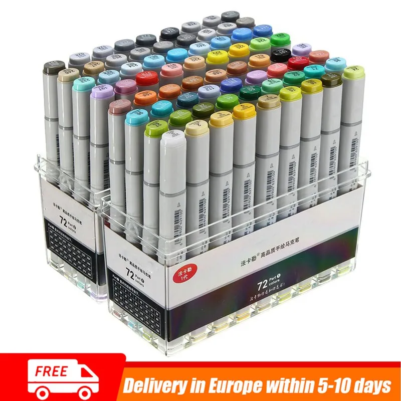 

72 Colors Dual Head Art Markers Brush Pen Alcohol Based Markers Manga Drawing Painting Pens Schools Art Supplies