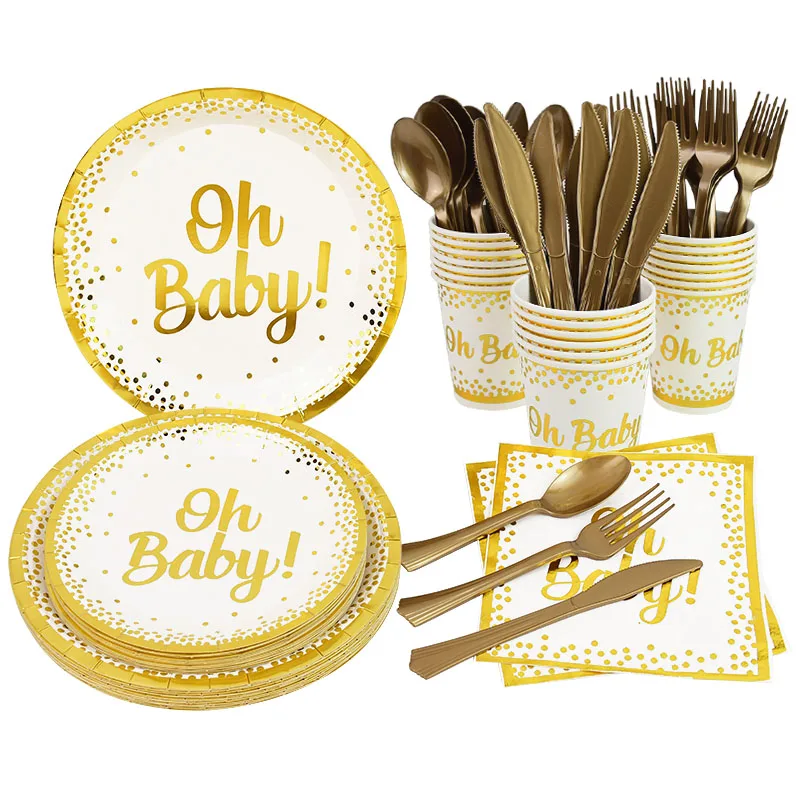 Одноразовая посуда Gold Oh Baby бумажная тарелка для детского праздника чашка детей