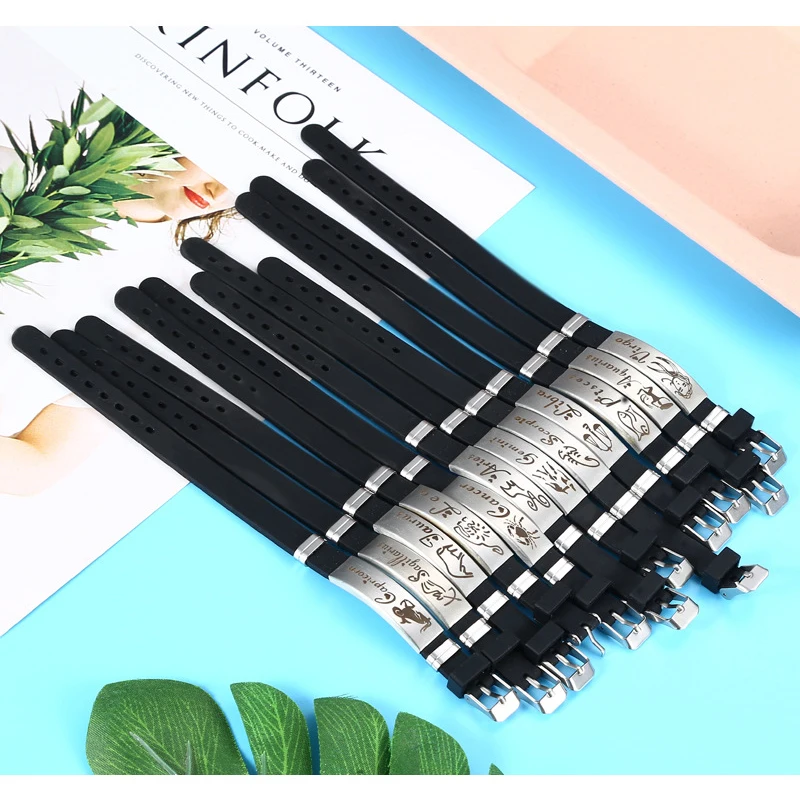 JOINBEAUTY 12 знаков раннего рака Лев весы Стрелец черные силиконовые браслеты мужские