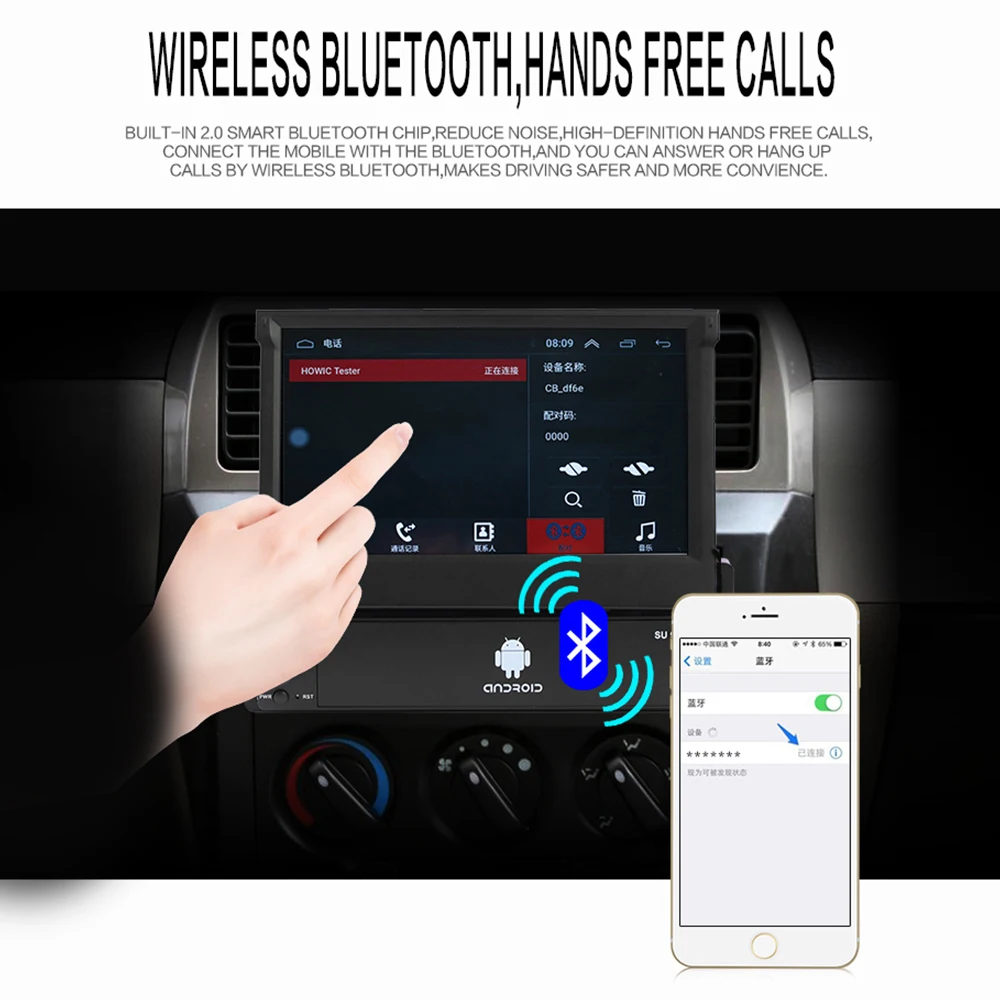 Автомагнитола 1 Din с 7 дюймовым дисплеем Android 8 MP3/4/5 плеером Wi Fi GPS Bluetooth AM/FM